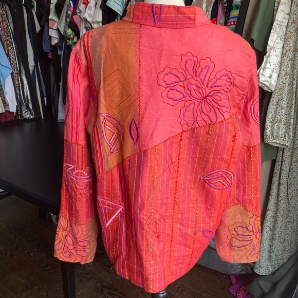 Women's Coldwater Creek Blouse, /Jacket L, Coral - Picture 8 of 10